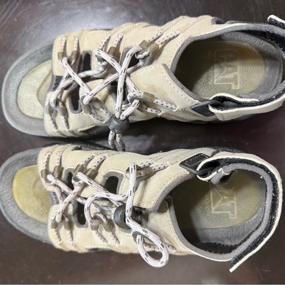 CAT Beige and Gray Outdoor Shoes heavy duty for walking hiking Sz‎ 9